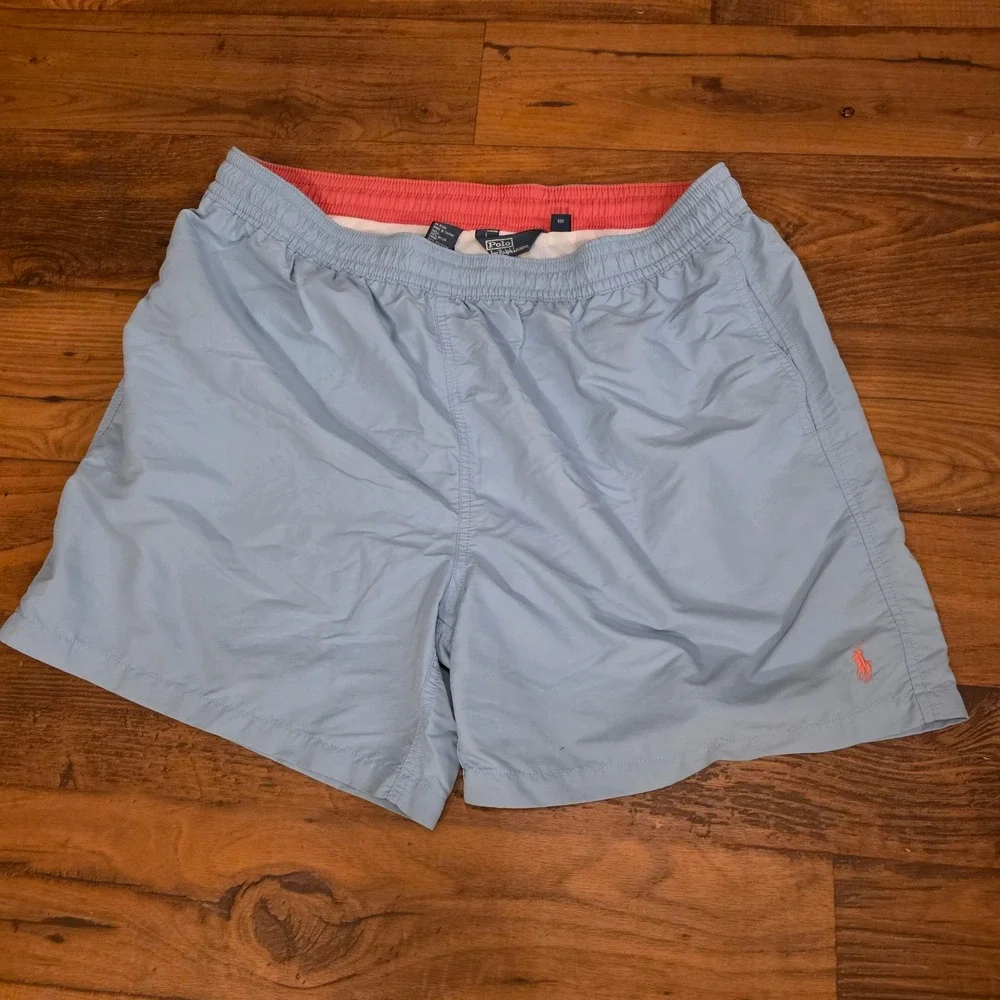 Polo Ralph Lauren Swim Trunks Shorts Elastic Waist Lined Blue